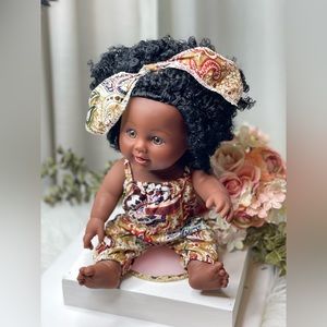 African American Play Doll With Soft Afro Hair. 12 In, movable limbs. Beautiful